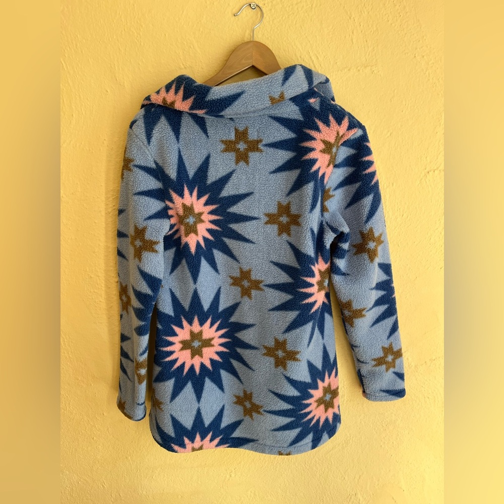 DUDLEY STEPHENS Fleece Half Zip Pullover Women S Blue Pink Americana Patchwork - Picture 4 of 10
